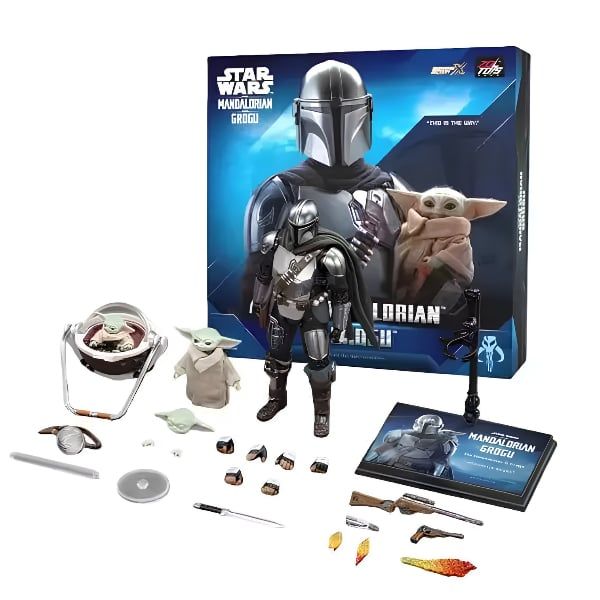 Mô hình Star Wars Action Figures Mandalorian & Grogu set - ZD Toys ZW12 - nhiều phụ kiện đi kèm