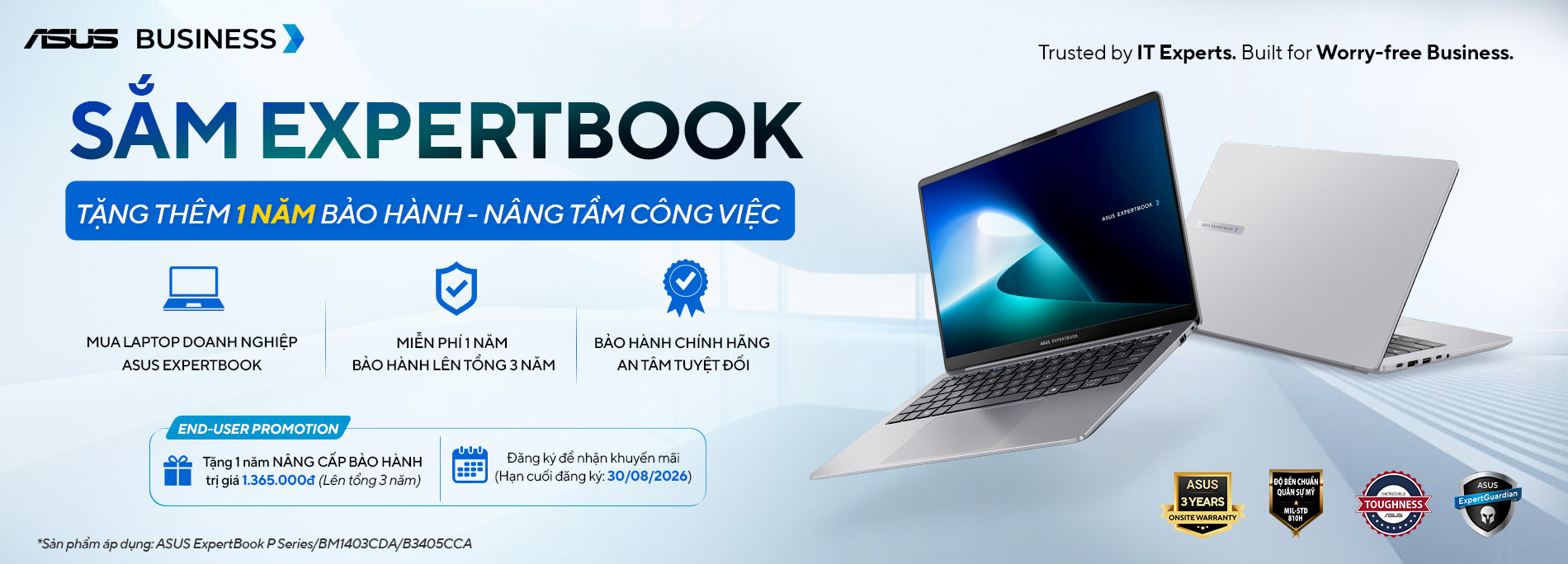 SẮM EXPERTBOOK TẶNG TH&Ecirc;M 1 NĂM BẢO H&Agrave;NH - N&Acirc;NG TẦM C&Ocirc;NG VIỆC