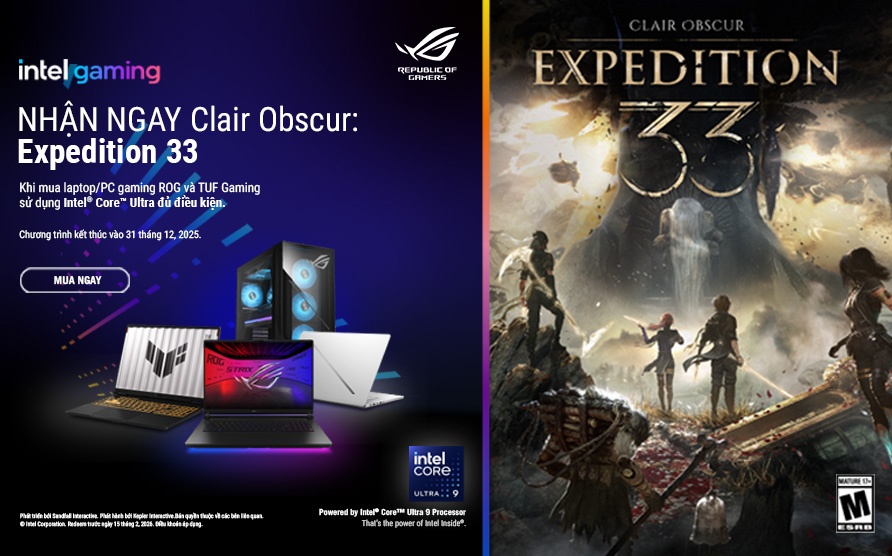 MUA LAPTOP ASUS ROG TRANG BỊ INTEL CORE ULTRA – NHẬN GAME CLAIR OBSCUR