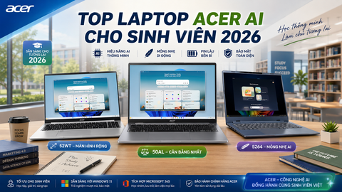 Top 3 laptop AI đáng mua cho sinh viên 2026
