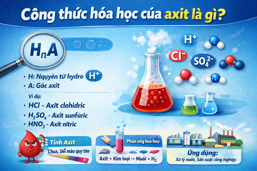 Công thức hóa học của axit và tính chất của nó như thế nào?