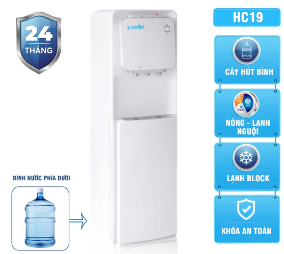 Cây nước nóng lạnh hút bình Karofi HC19 đáng mua nhất hiện nay