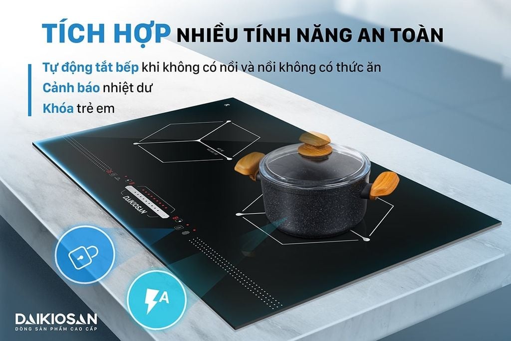 Bếp từ đôi Daikiosan 200002 hiệu suất cao và tiết kiệm điện