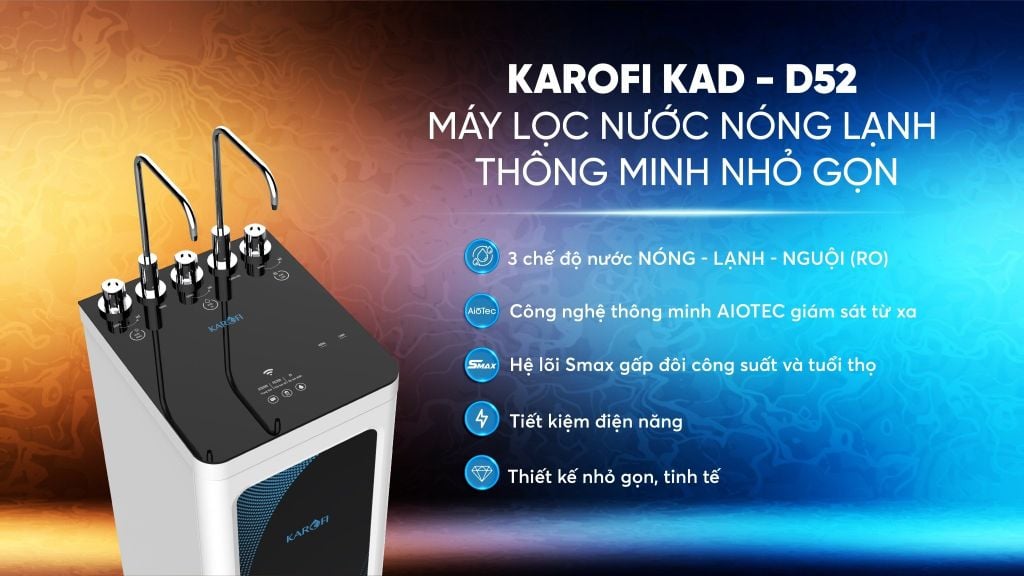 Máy lọc nước nóng lạnh Karofi KAD-D52 có điểm gì nổi bật?