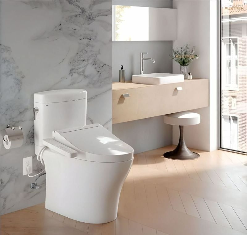 Bồn cầu điện tử TOTO hiện đại cho không gian phòng tắm cao cấp
