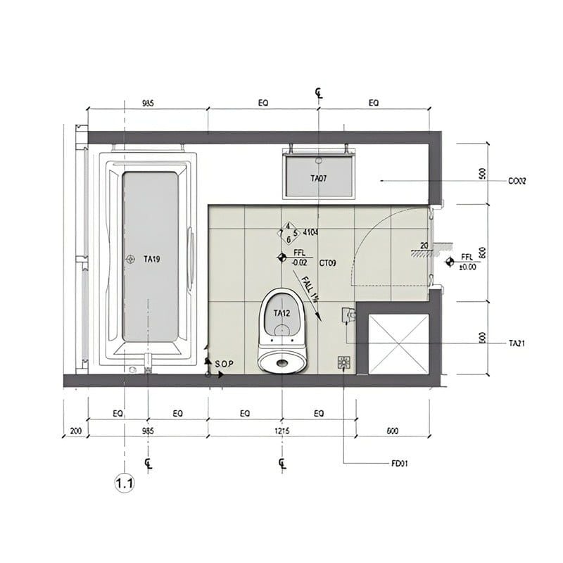 Diện tích nhà vệ sinh hợp lý nên từ 3m2 trở lên để đảm bảo công năng sử dụng