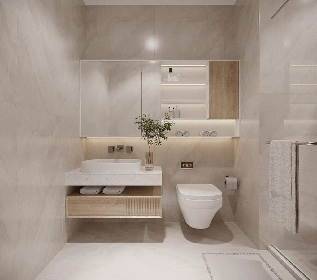 Bố trí nhà vệ sinh diện tích nhỏ (2,5m² – 3m²)