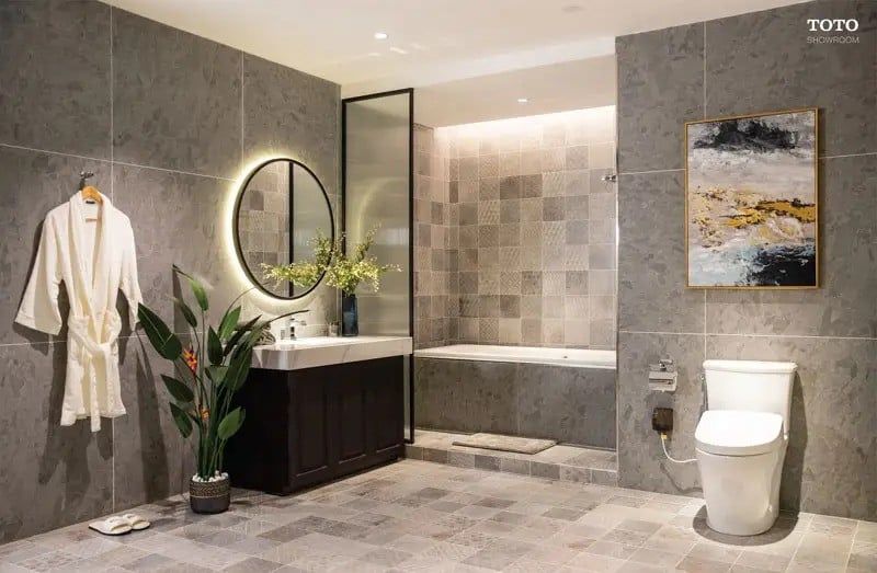 Bố trí thiết bị cho nhà vệ sinh diện tích lớn (Từ 10m² trở lên)