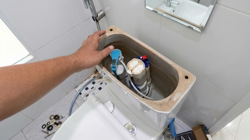 Mực nước thấp trong két khiến bồn cầu xả yếu, không tạo xoáy