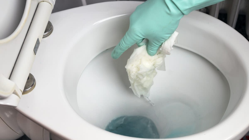 Nghẹt dị vật bên trong đường cong con thỏ khiến bồn cầu xả nước không mạnh