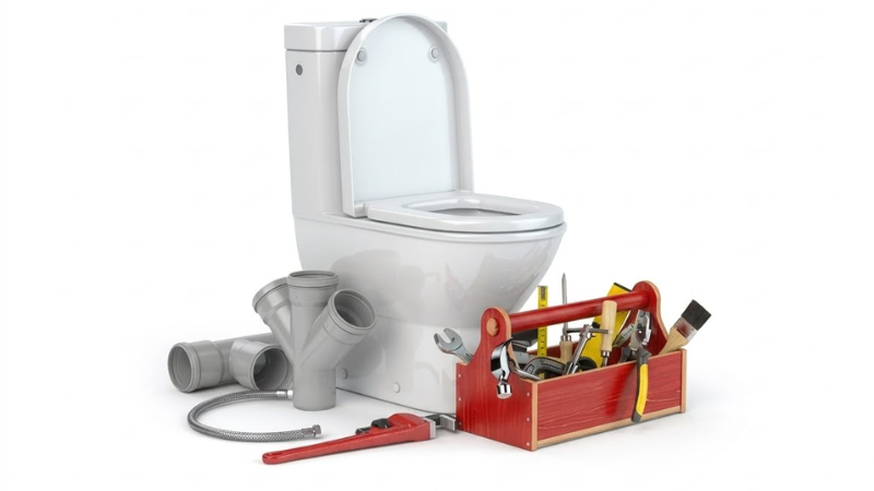 Chuẩn bị dụng cụ vật tư trước khi thực hiện cách lắp bồn cầu liền khối