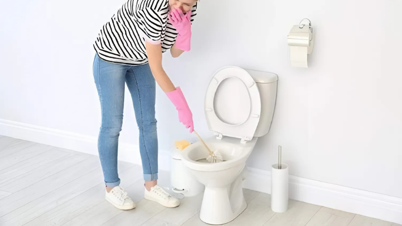 Bồn cầu bị rò rỉ nước quanh chân hoặc bốc mùi hôi