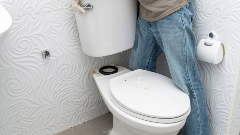 Lắp gioăng cao su và định vị đế thải (Con thỏ)