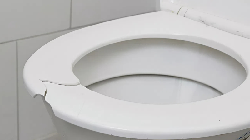Nắp bồn cầu nứt vỡ cần thay mới để đảm bảo an toàn sử dụng