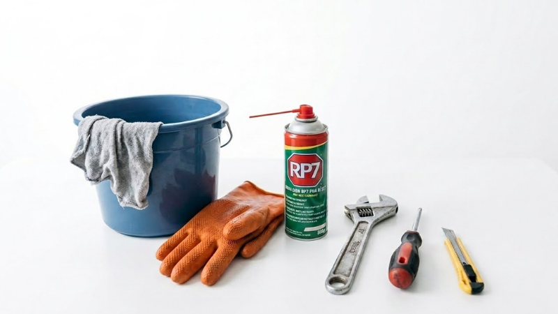Chuẩn bị dụng cụ và vật tư trước khi thực hiện cách tháo bồn cầu