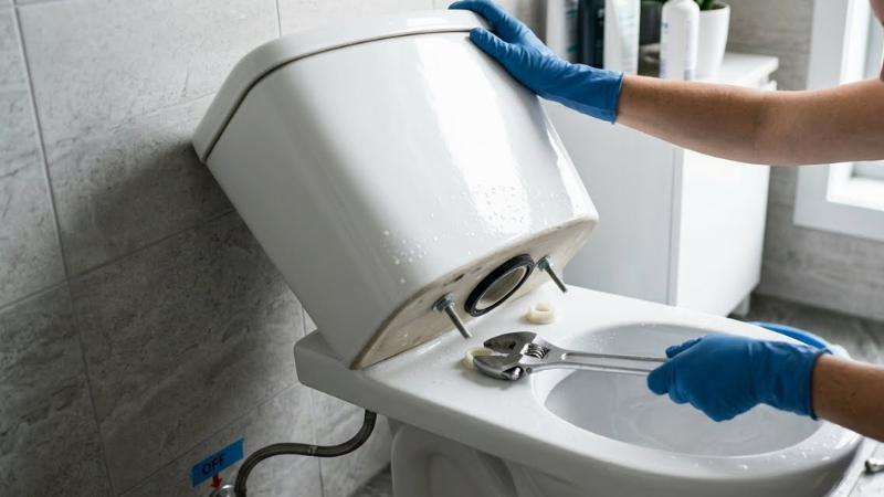 Tháo két nước và đường cấp nước của bồn cầu