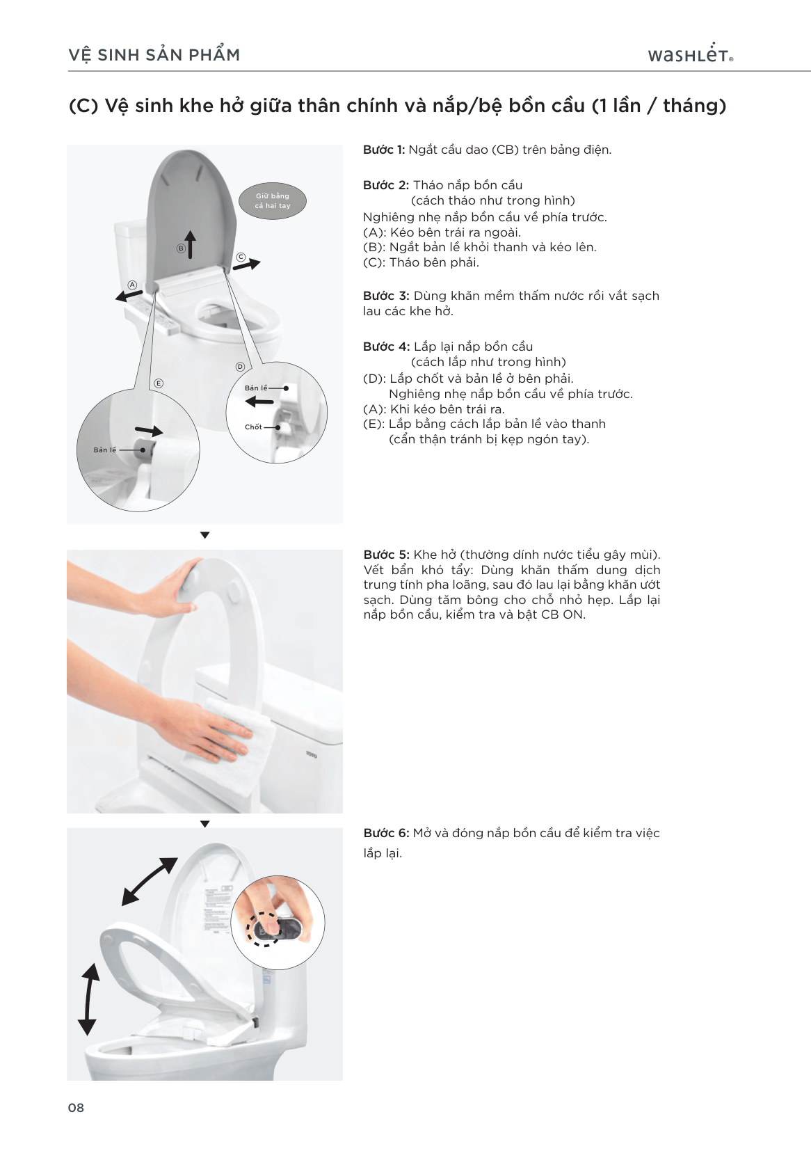 Vệ sinh khe hở Washlet