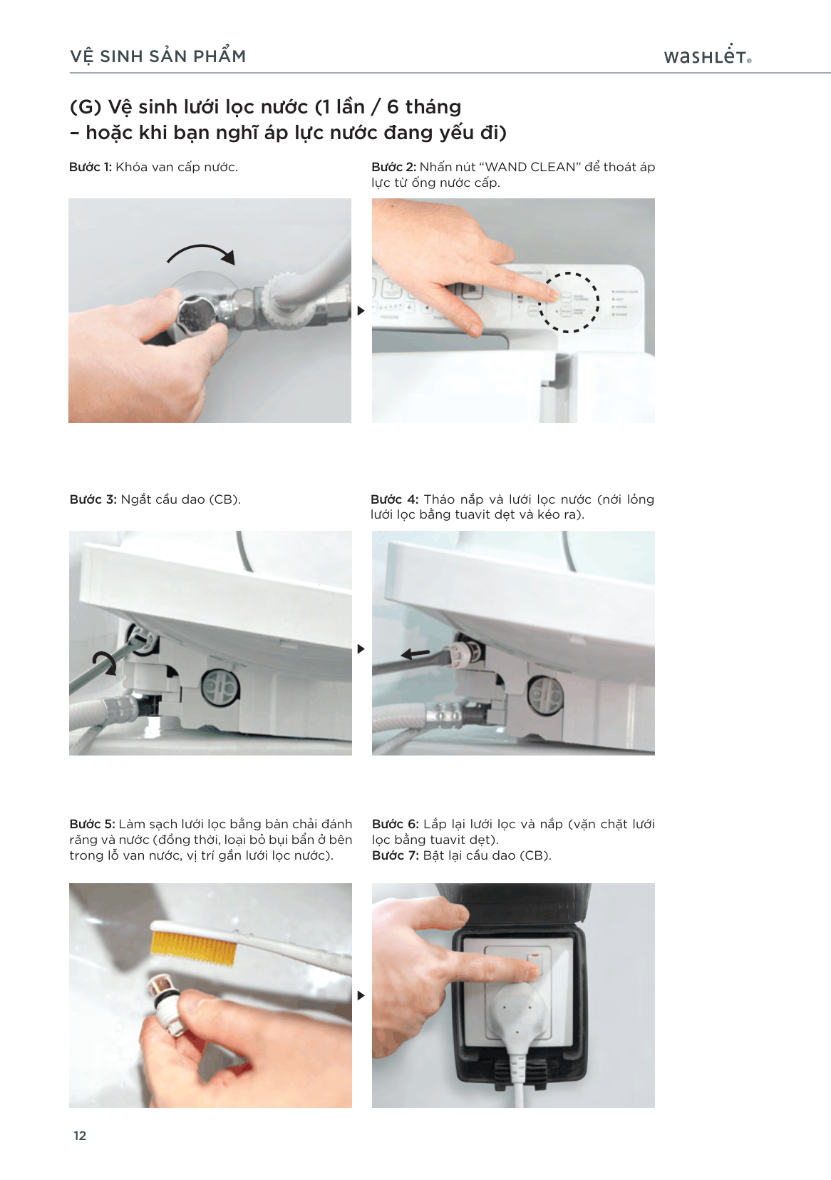 Vệ sinh lưới lọc nước Washlet