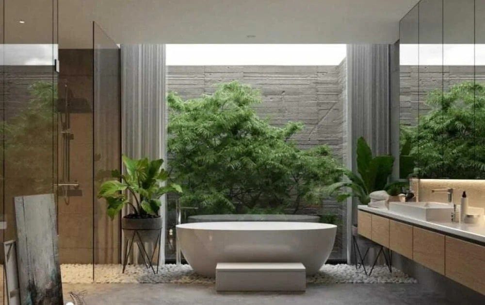 Phòng tắm với cửa sổ giếng trời