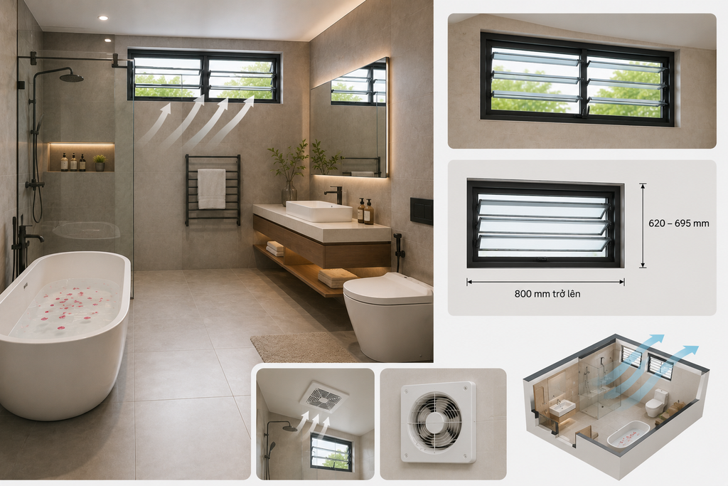 Nhà vệ sinh lớn trên 6m²