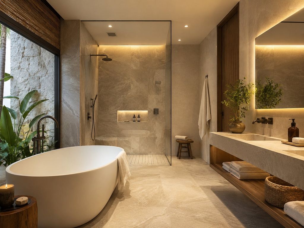 Mẫu nhà vệ sinh có bồn tắm thư giãn như spa tại nhà