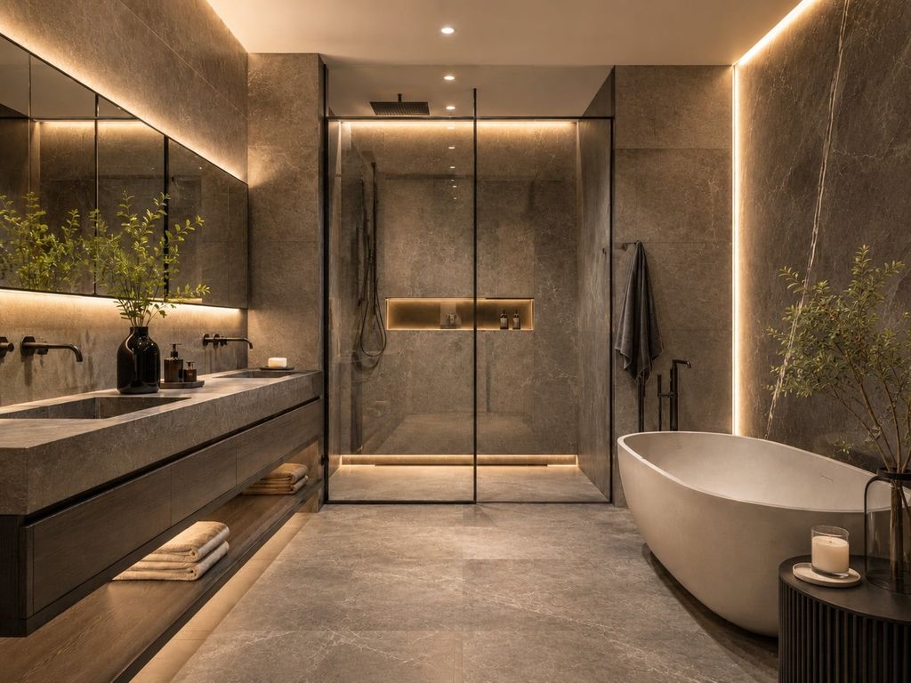 Mẫu nhà vệ sinh đẹp gam màu tối
