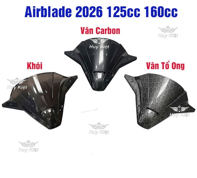 [Mẫu Mới] [Tặng Kèm 4 Ốc] Mão Chắn Gió Carbon, Khói Airblade AB 2026 125cc 160cc MS6889