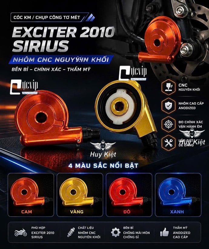[Cóc KM] Chụp Cóc Công Tơ Mét [Nhôm CNC Nguyên Khối] Ex 2005 - 2010, Jupiter Xăng Cơ, Sirius Xăng Cơ MS6940