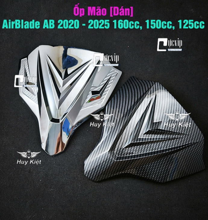 Ốp Mão [Dán] AirBlade AB 2020 - 2025 160cc, 150cc, 125cc Khói, Xi Mạ Crom, Carbon MS6810