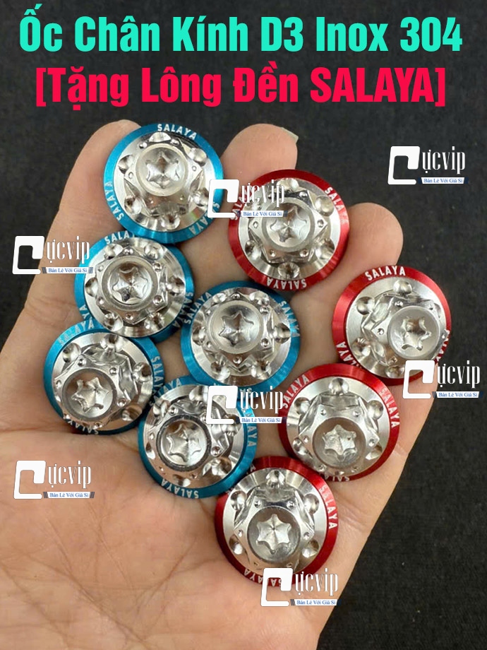 Ốc Chân Kính (Gương) Bông D3 Inox 304 [Tặng Lông Đền SALAYA] Gắn Wave, Dr, Fu, AB, Vario, PCX, Vision, SH, SH Mode, Lead, Sonic, Win, Ex, Si, NVX, Yaz (Giá 1 Ốc) MS6785