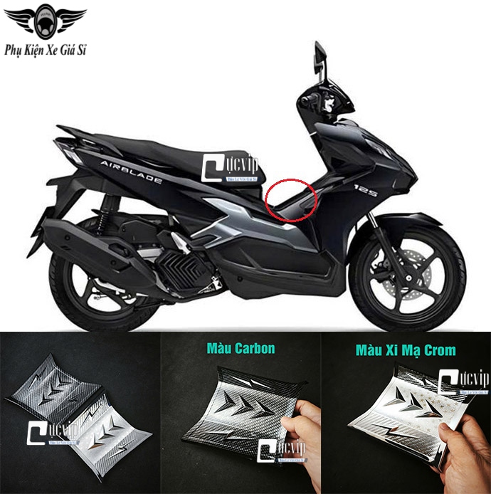 Ốp Nắp Xăng AirBlade AB 2020 - 2025 160cc, 150cc, 125cc Xi Mạ Crom, Carbon MS6812