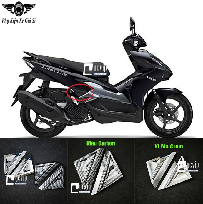 Ốp Hông Nhỏ Sau AirBlade AB 2023 - 2025 160cc, 125cc Xi Mạ Crom, Carbon MS6807