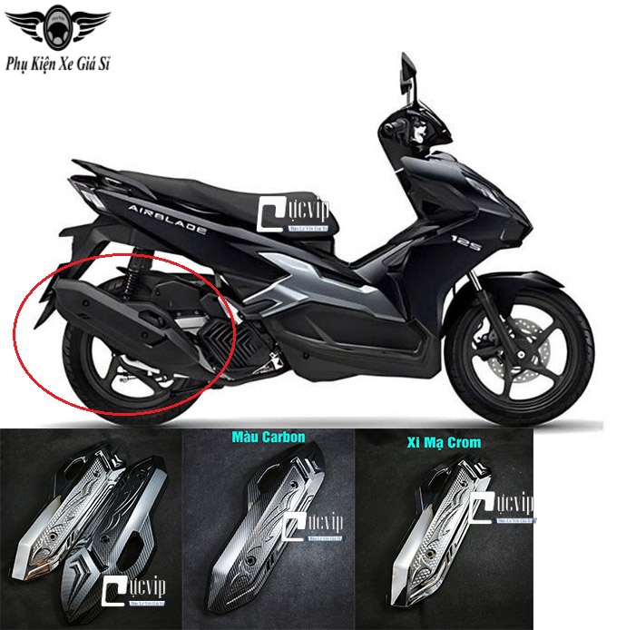 Ốp Che Pô AirBlade AB 2023 - 2025 160cc, 125cc Xi Mạ Crom, Carbon, Đen Nhám MS6800