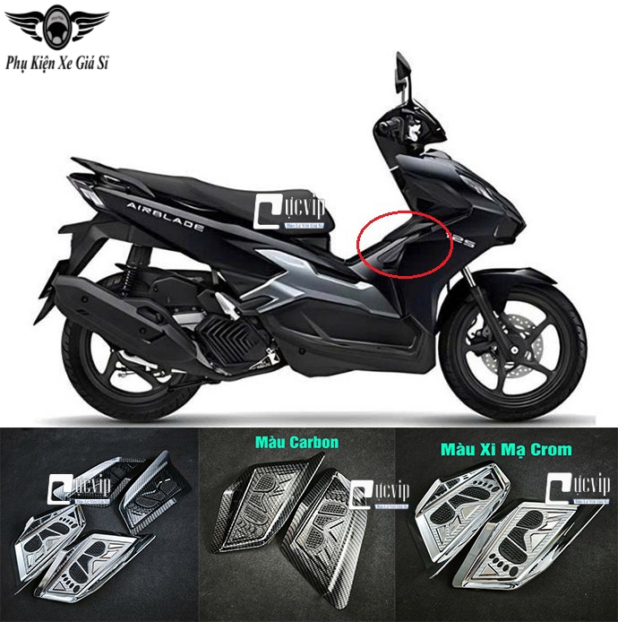 Ốp Gác Chân Trước Em Bé AirBlade AB 2020 - 2025 160cc, 150cc 125cc Xi Mạ Crom, Carbon MS6805