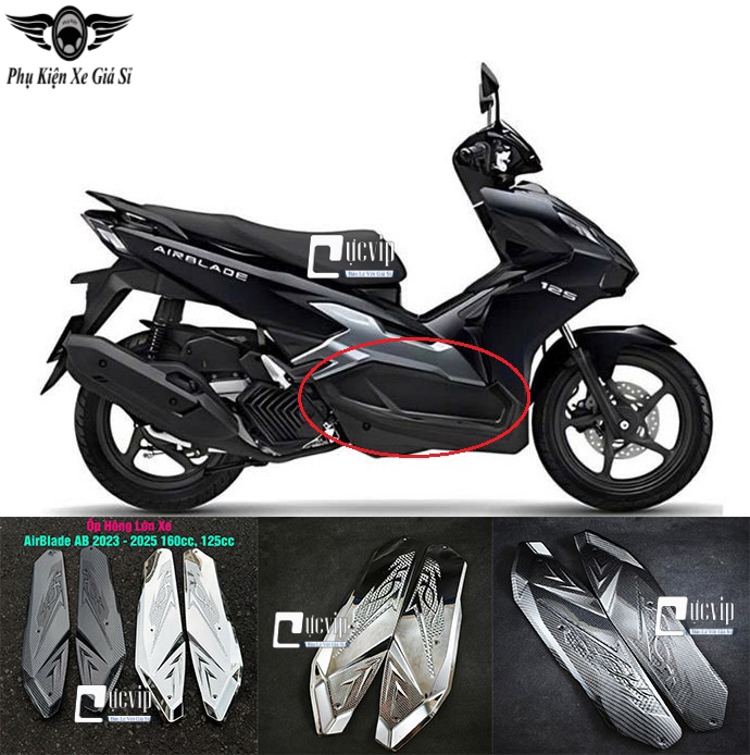 Ốp Hông Lớn Xe AirBlade AB 2023 - 2025 160cc, 125cc Xi Mạ Crom, Carbon MS6806