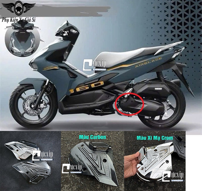 Ốp Lóc Máy Trước AirBlade AB 2023 - 2025 160cc, 125cc, Vario 160cc Xi Mạ Crom, Carbon MS6809