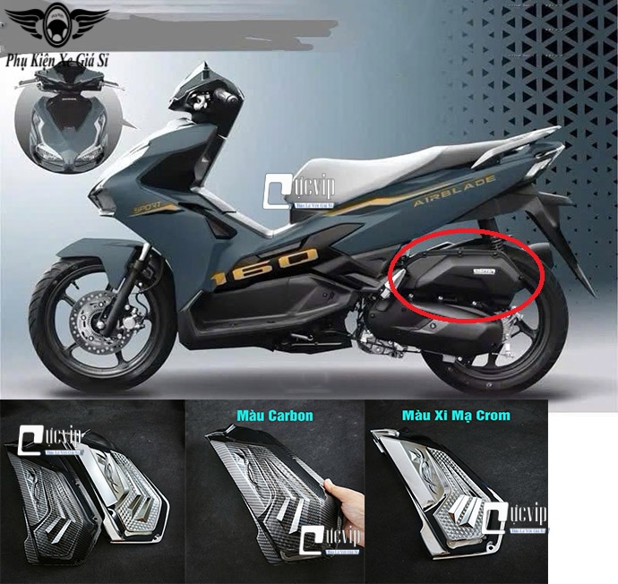 Ốp Pô E AirBlade AB 2023 - 2025 160cc, 125cc Xi Mạ Crom, Carbon MS6813