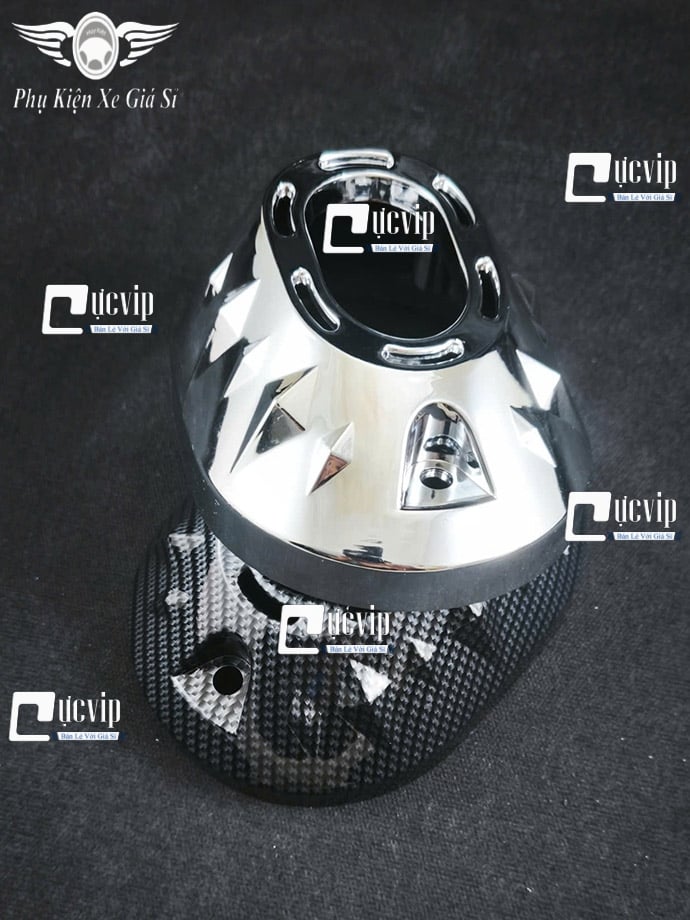 Ốp Chụp Đích Pô (Ốp Đuôi Pô) Vario 160cc, PCX 160cc Xi Niken, Sơn Carbon MS6920