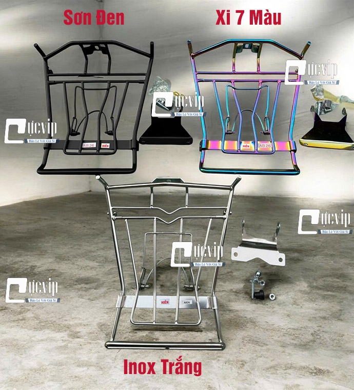 [Mẫu Mới] Baga Giữa AirBlade AB 2026 160cc, 125cc Sơn Đen, Xi 7 Màu, Inox 10Ly MS6887