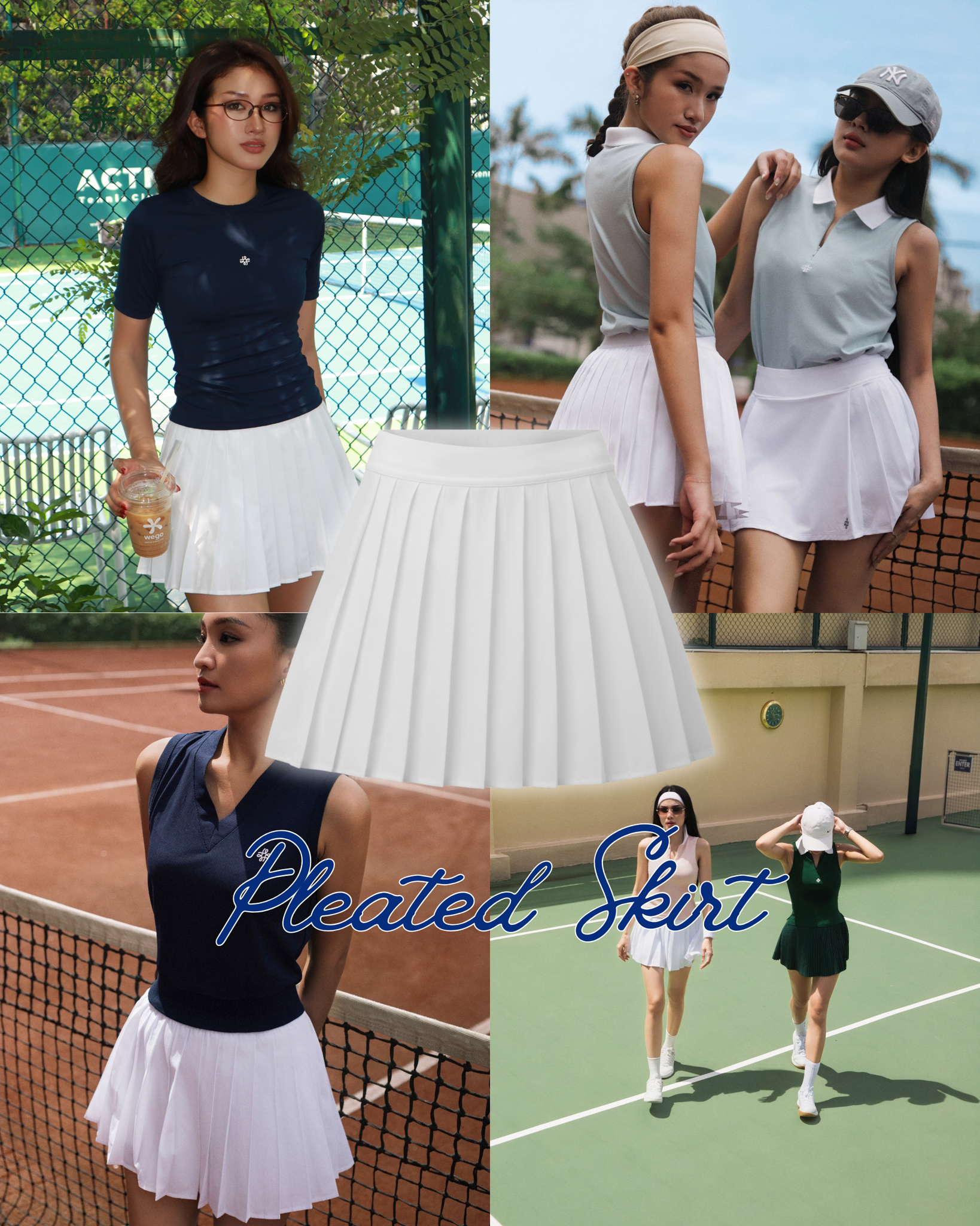 PicknMix - Chân Váy Pleated Skirt Xếp Ly Nhỏ - Trắng