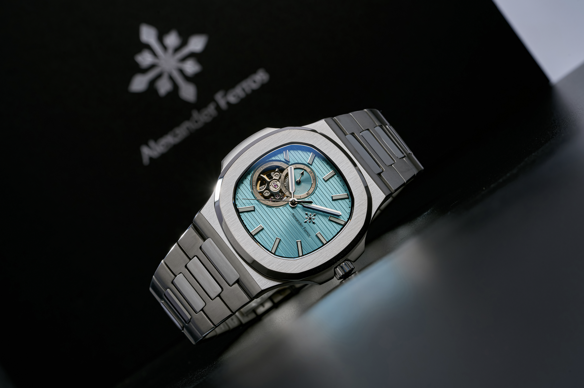 Đồng Hồ 6012S/13 Open Heart Light Blue Silver 42.5mm - Alexander Ferros