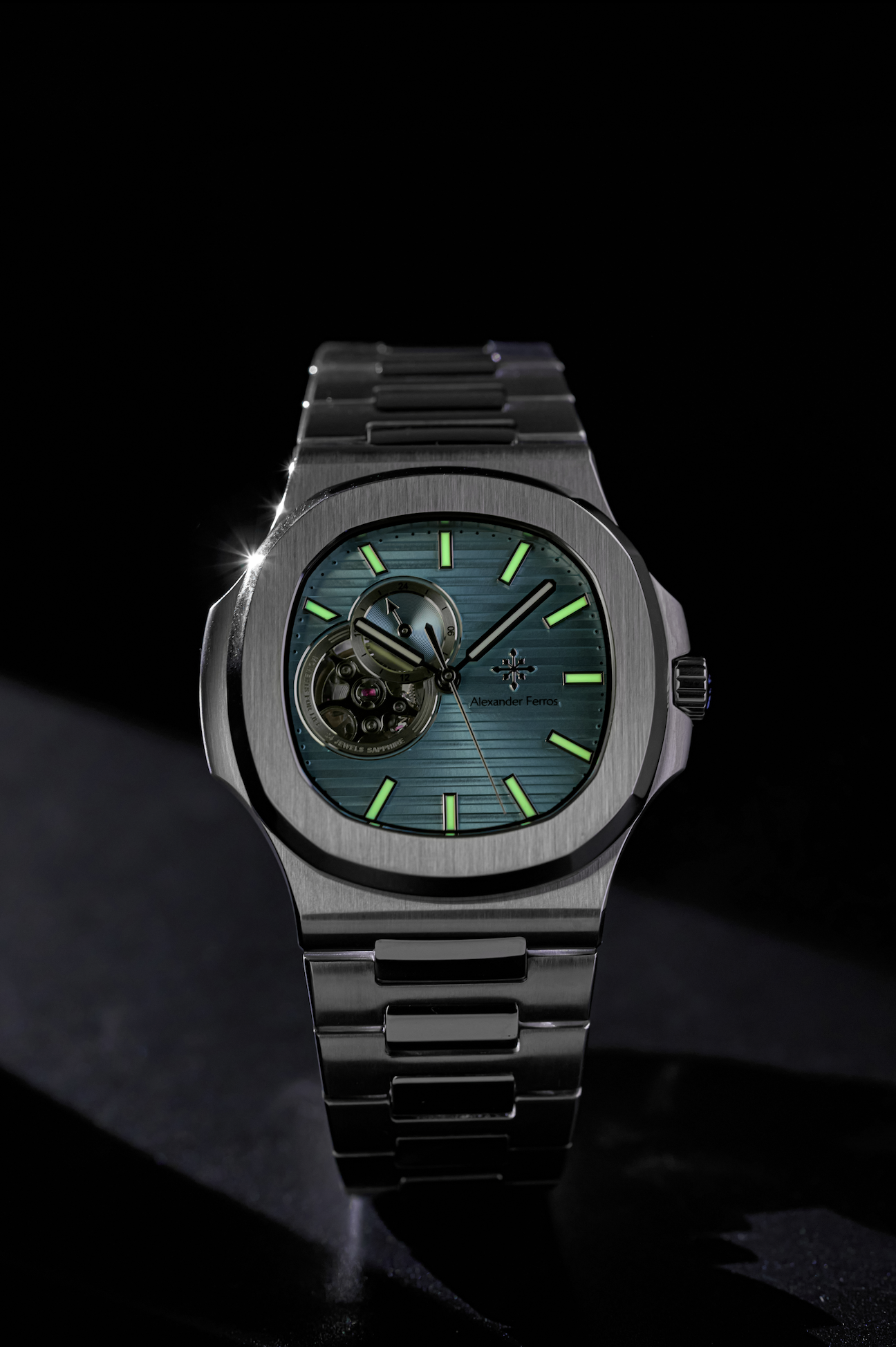 Đồng Hồ 6012S/13 Open Heart Light Blue Silver 42.5mm - Alexander Ferros