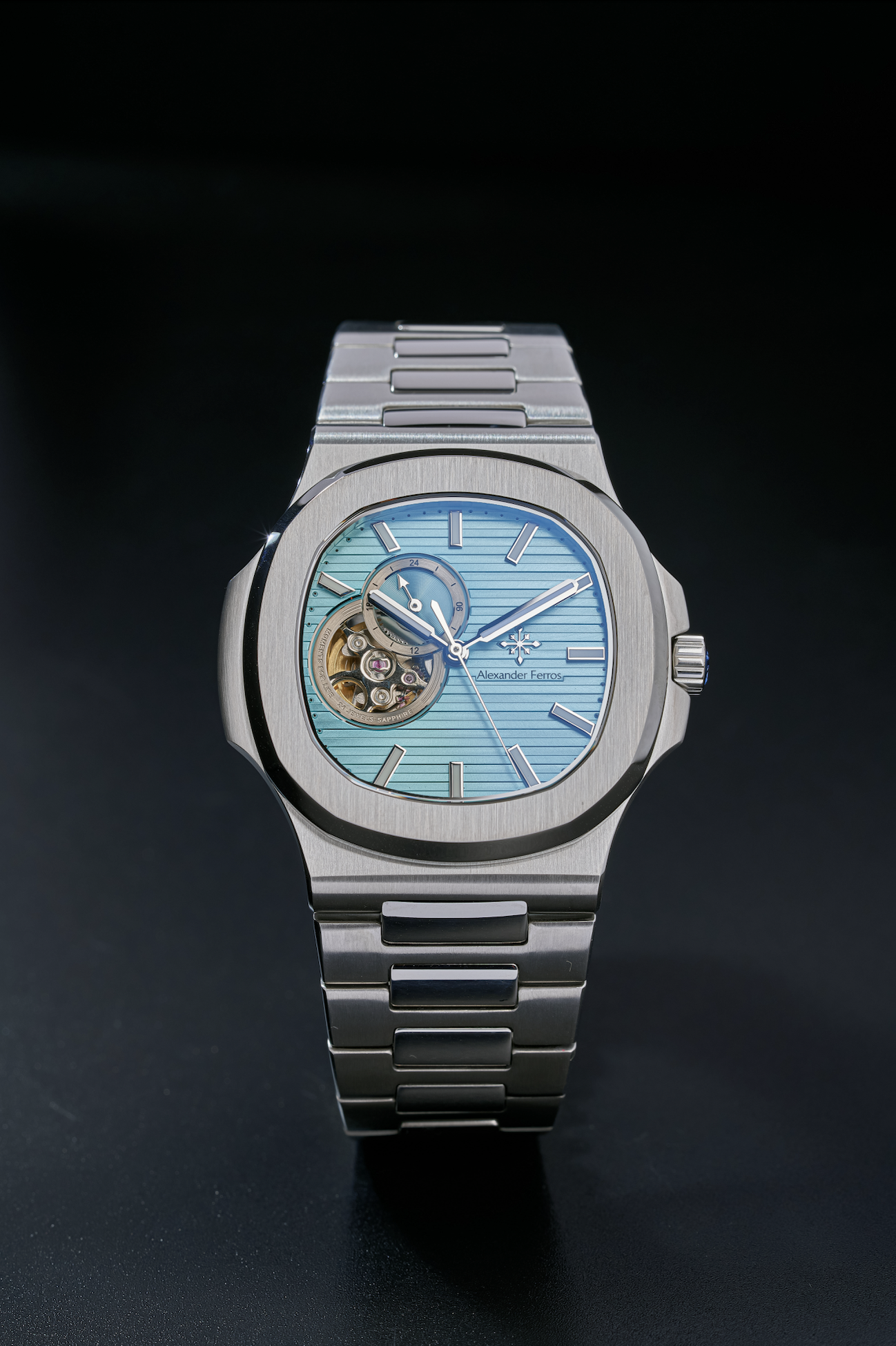 Đồng Hồ 6012S/13 Open Heart Light Blue Silver 42.5mm - Alexander Ferros