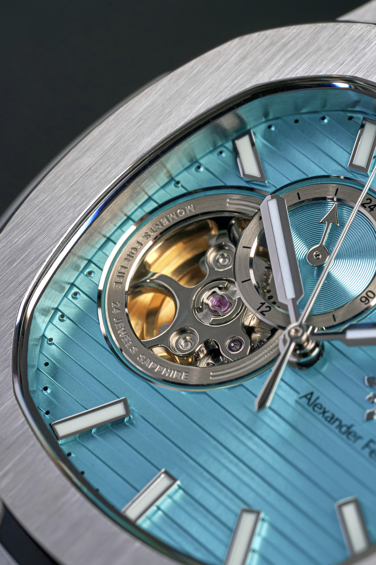 Đồng Hồ 6012S/13 Open Heart Light Blue Silver 42.5mm - Alexander Ferros