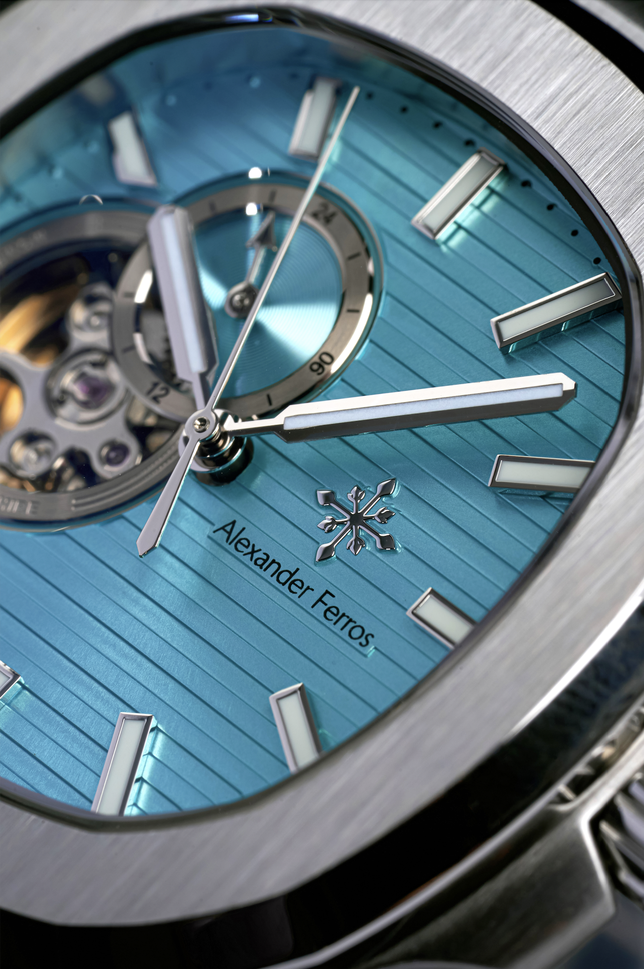 Đồng Hồ 6012S/13 Open Heart Light Blue Silver 42.5mm - Alexander Ferros