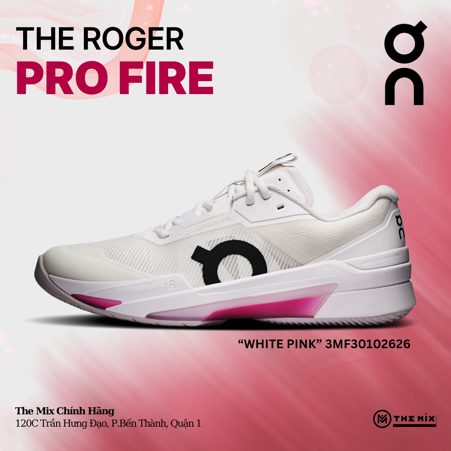 Giày Pickleball On The Roger Pro Fire “White Pink” - 3MF30102626