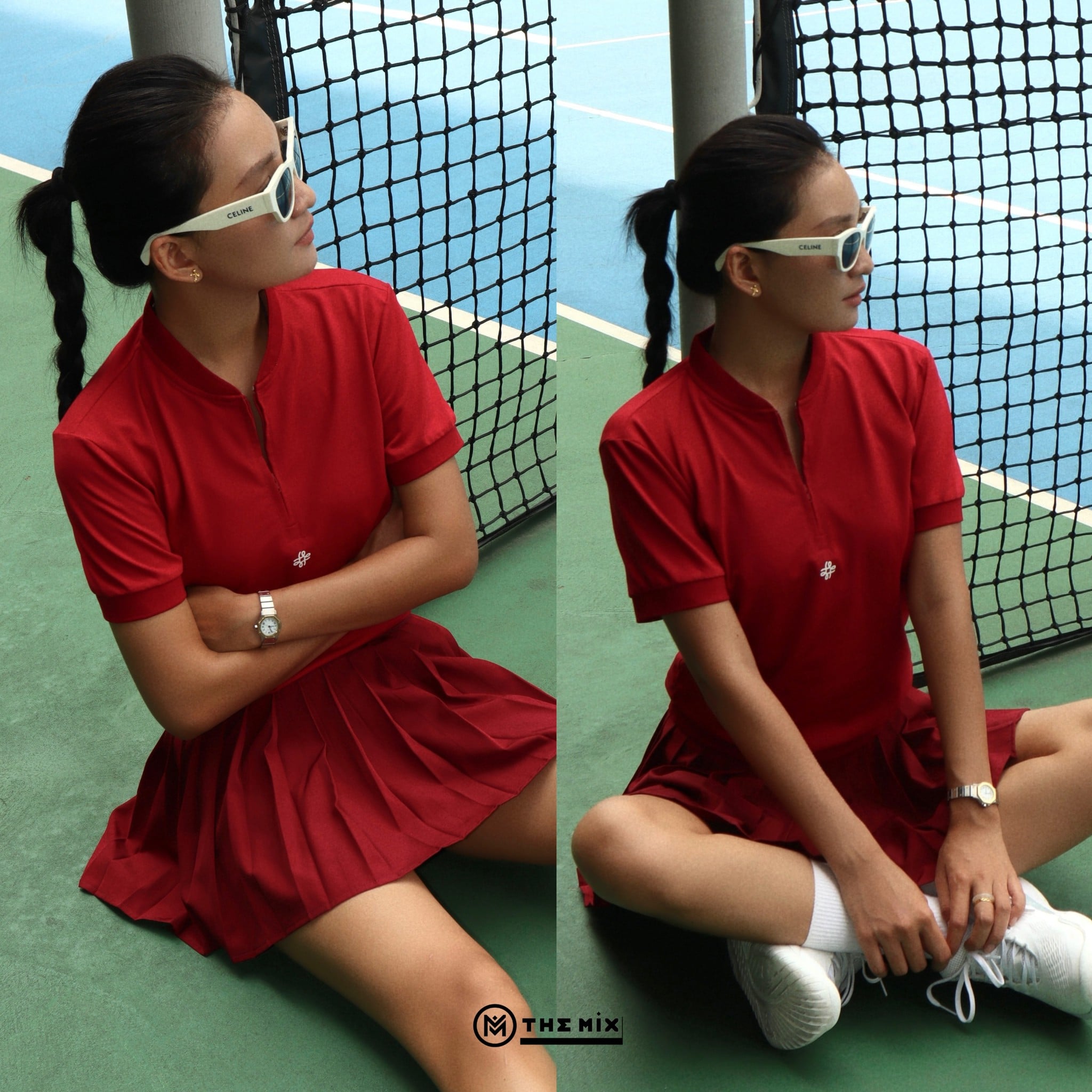 PicknMix Chân Váy Pleated Skirt Xếp Ly Nhỏ - Đỏ