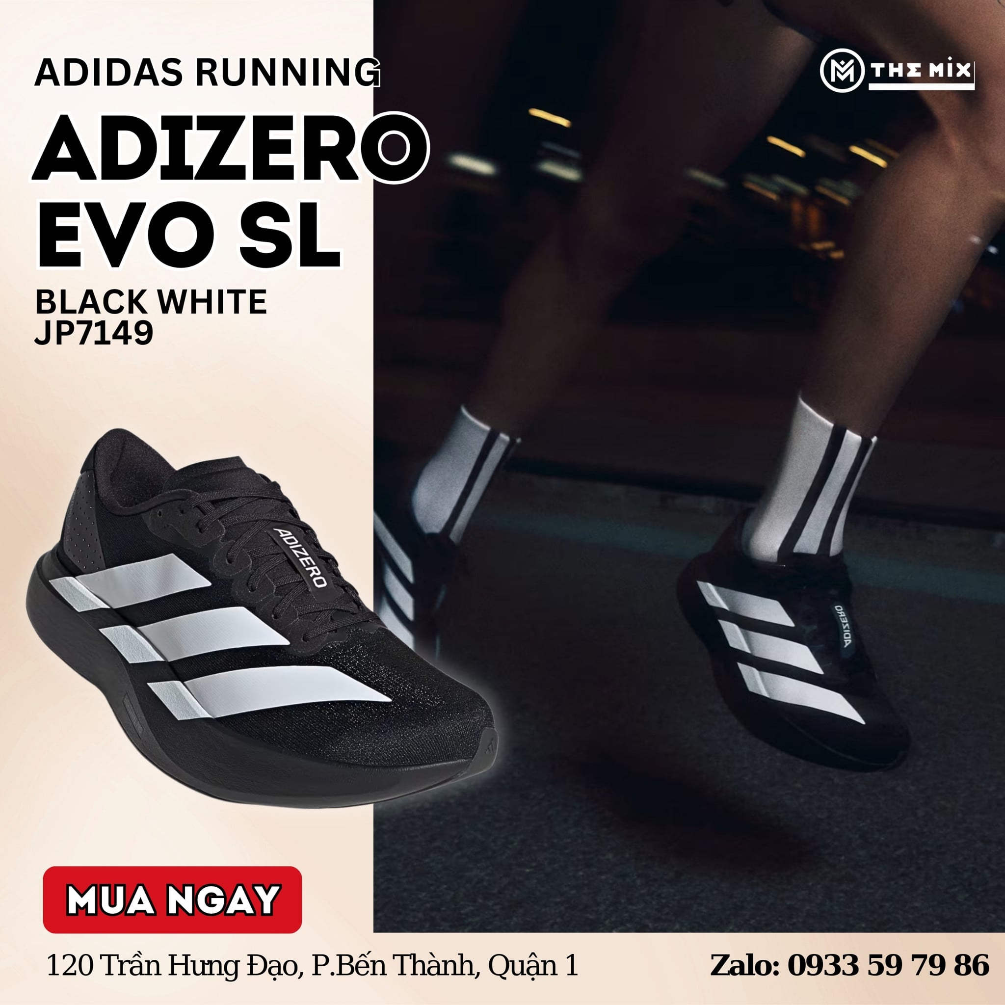 adidas Adizero Evo SL Black White - JP7149