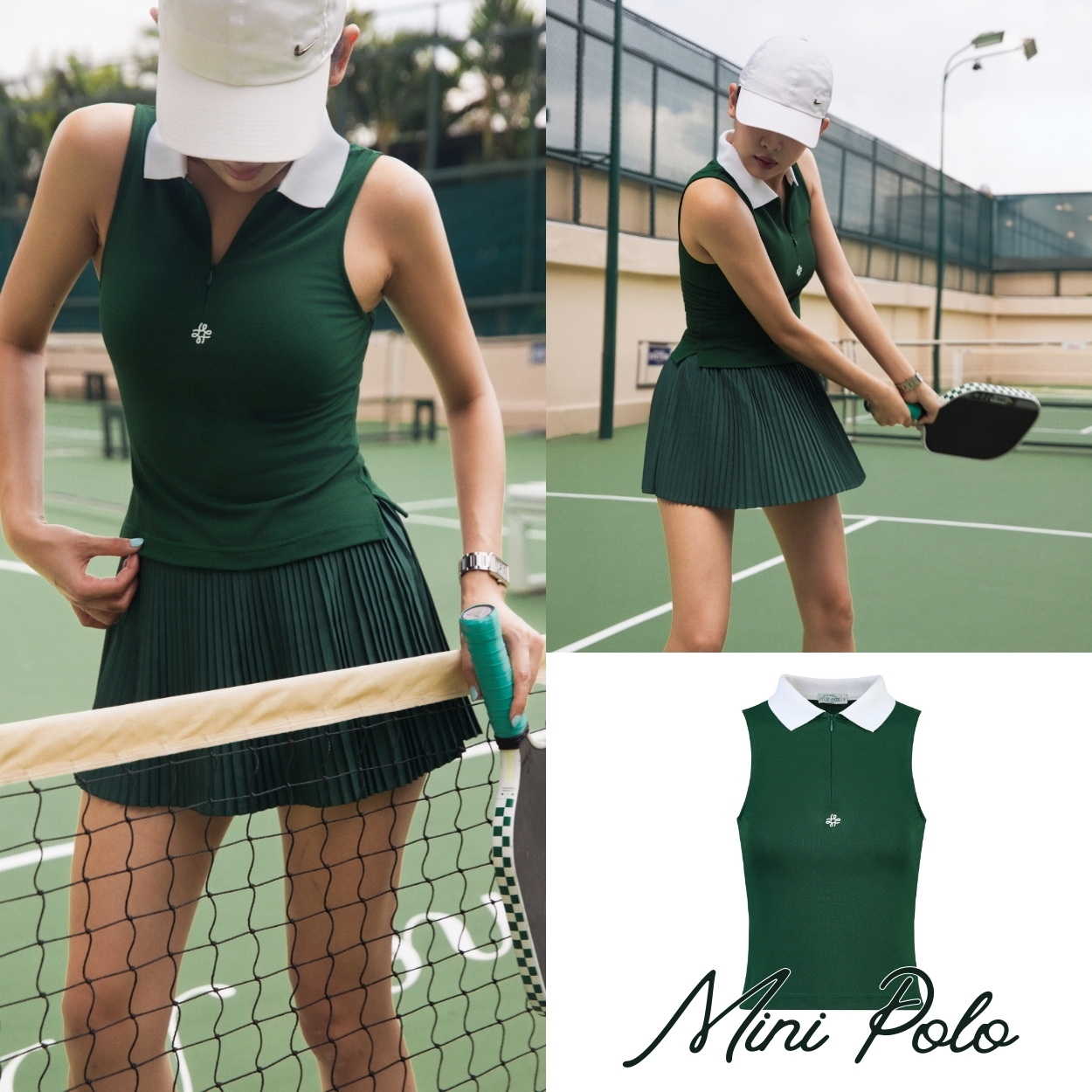 Áo thể thao nữ Mini Polo - Xanh Lá - Pick n Mix - Sportwear Cao Cấp