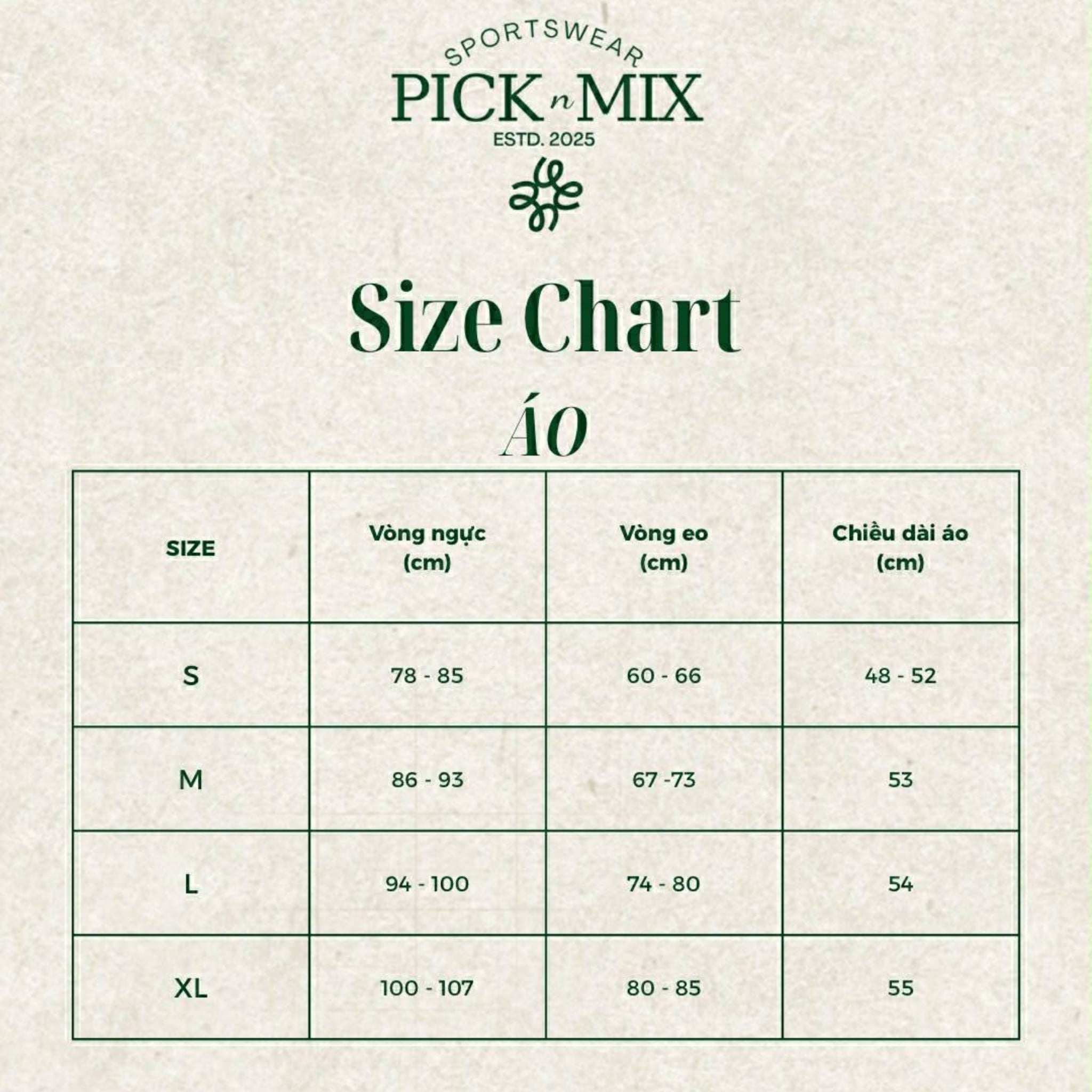 Bảng Size Chart Áo thể thao nữ MINI POLO - Lily